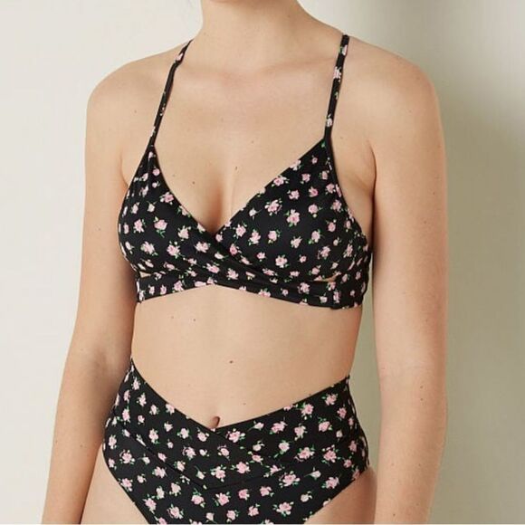 VICTORIA SECRET PINK
BODY WRAP BIKINI TOP PURE BLACK FLORAL M NWT - Picture 1 of 6
